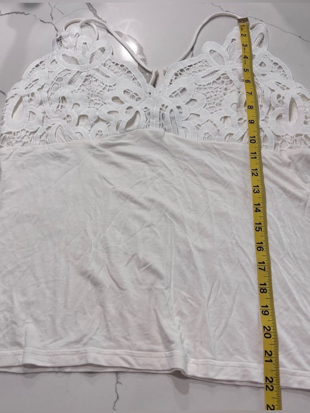 Boston Proper White Lace-Detail Double Adjustable Spaghetti Straps Tank Top L - Picture 15 of 15